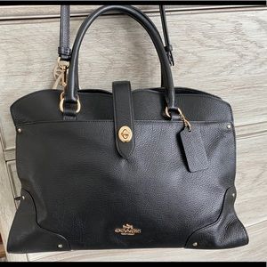 Coach Mercer black leather satchel
